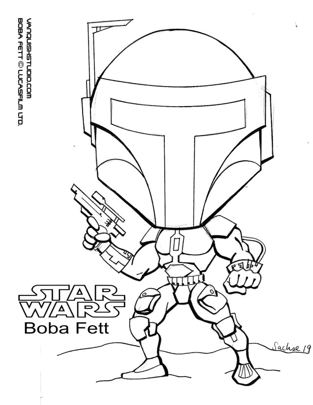 Star wars coloring page â boba fett vanquish studio