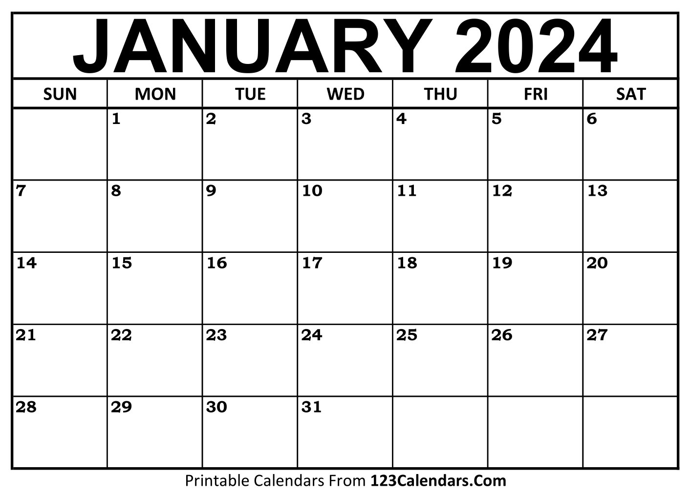 Printable january calendar templates