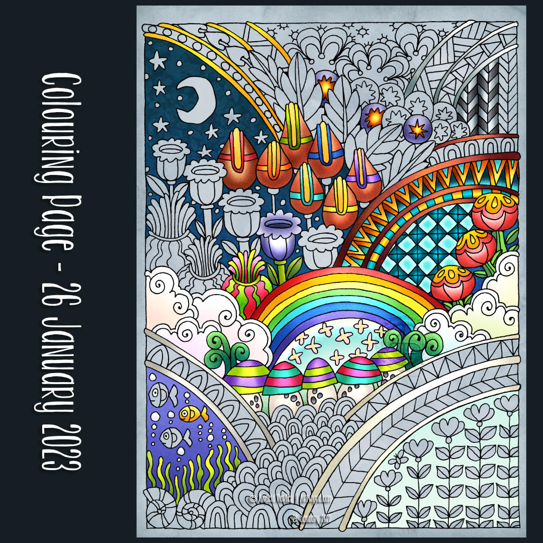 Entangled colouring page â january â angela porter