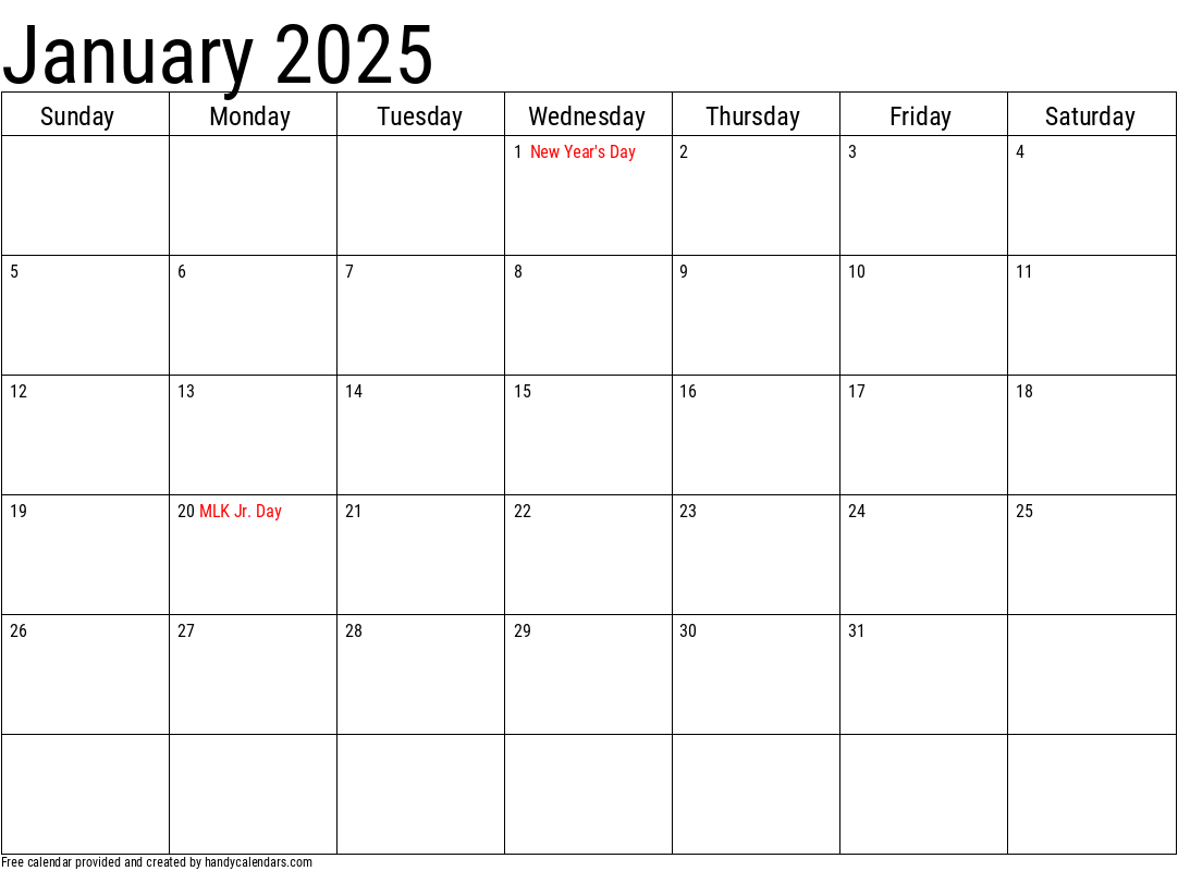 January calendars