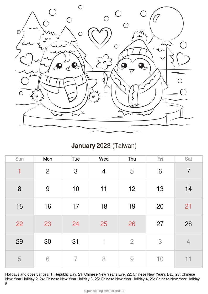 January calendar