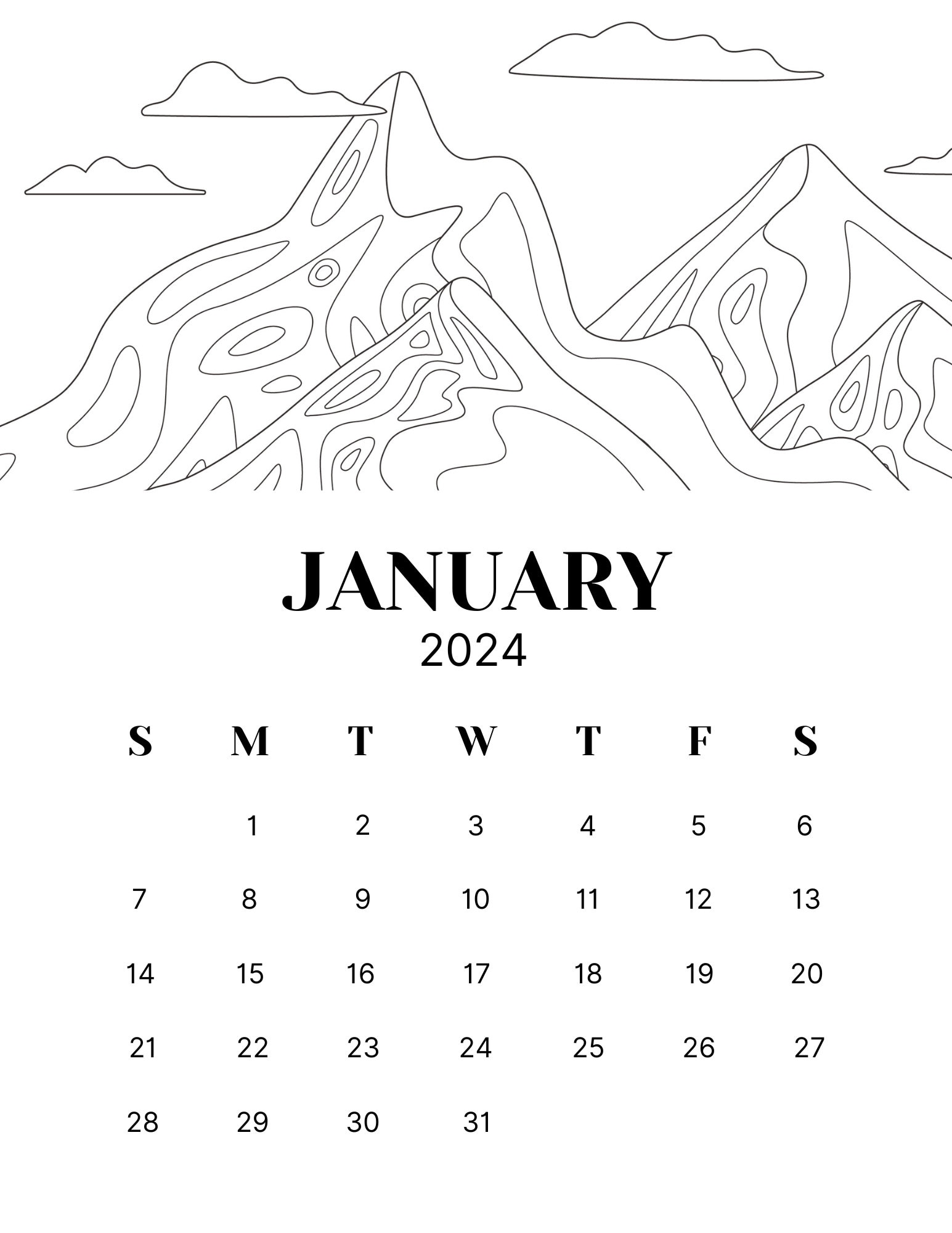 Monthly calendar coloring pages adult coloring pages stress relieve art therapy standing calendar download now