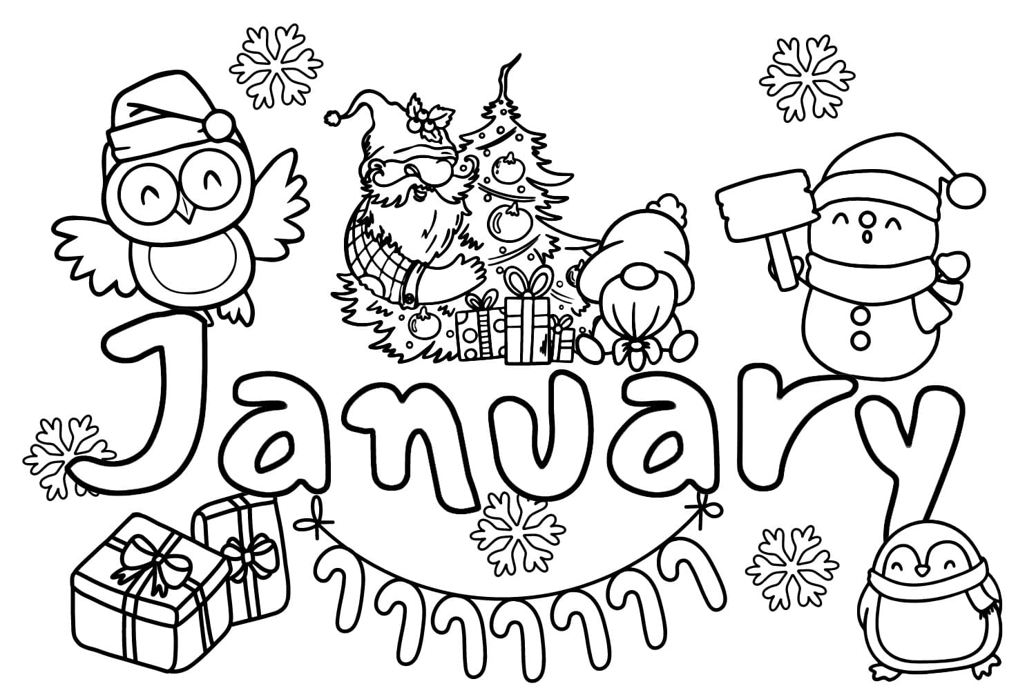 January month coloring page