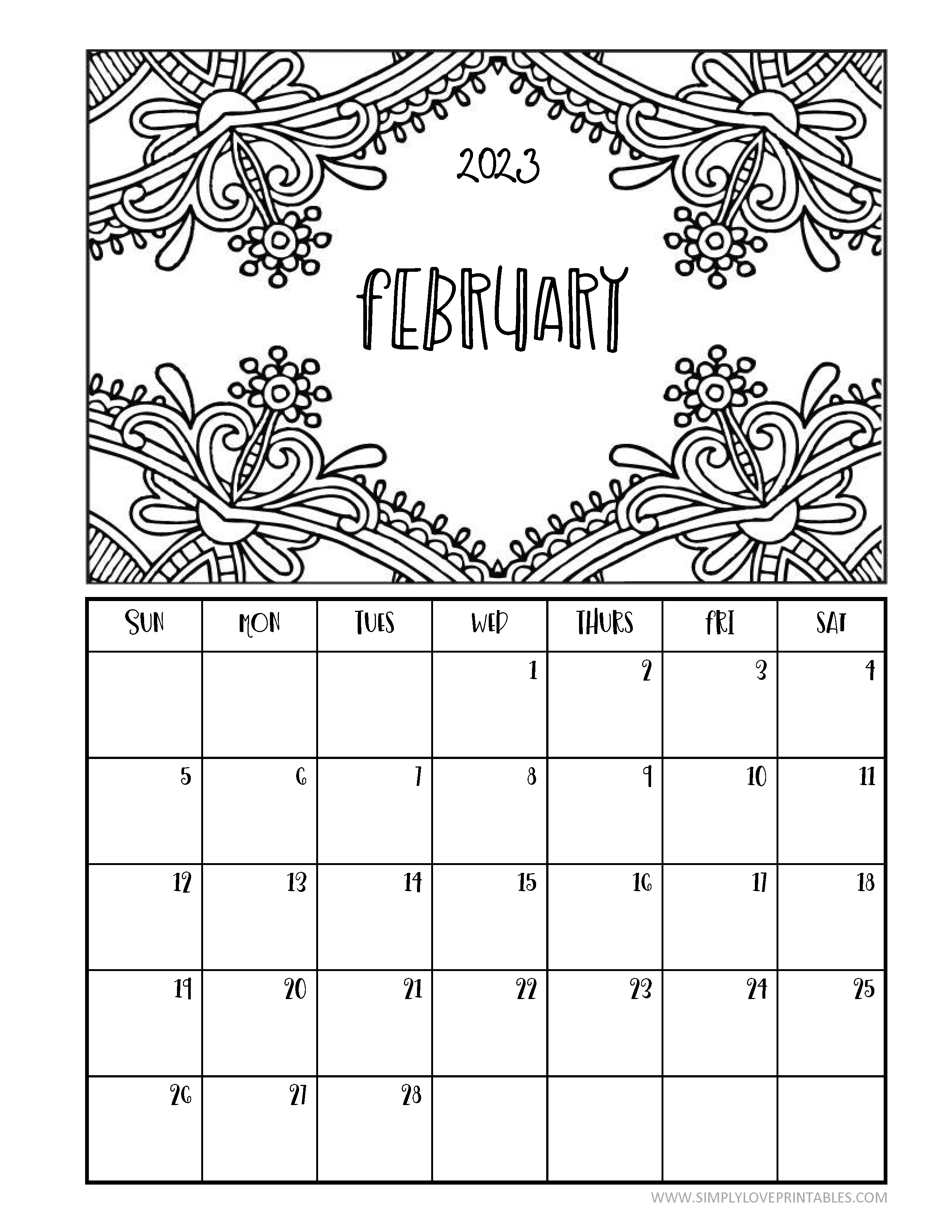 Printable coloring calendars for simply love printables