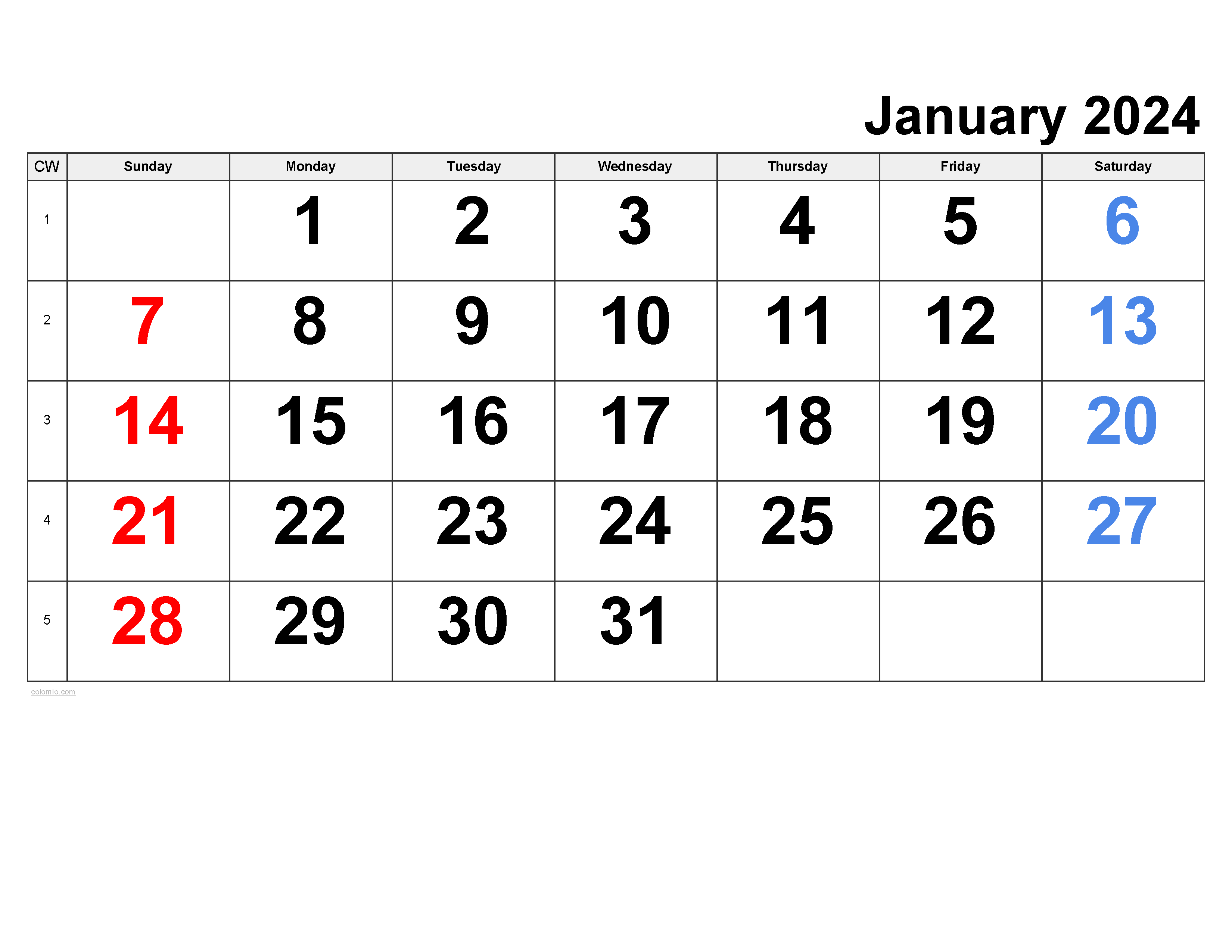 January calendar free printable pdf xls and png