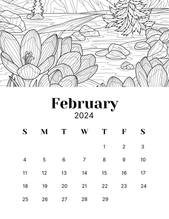 Monthly calendar coloring pages adult coloring pages stress relieve art therapy standing calendar download now