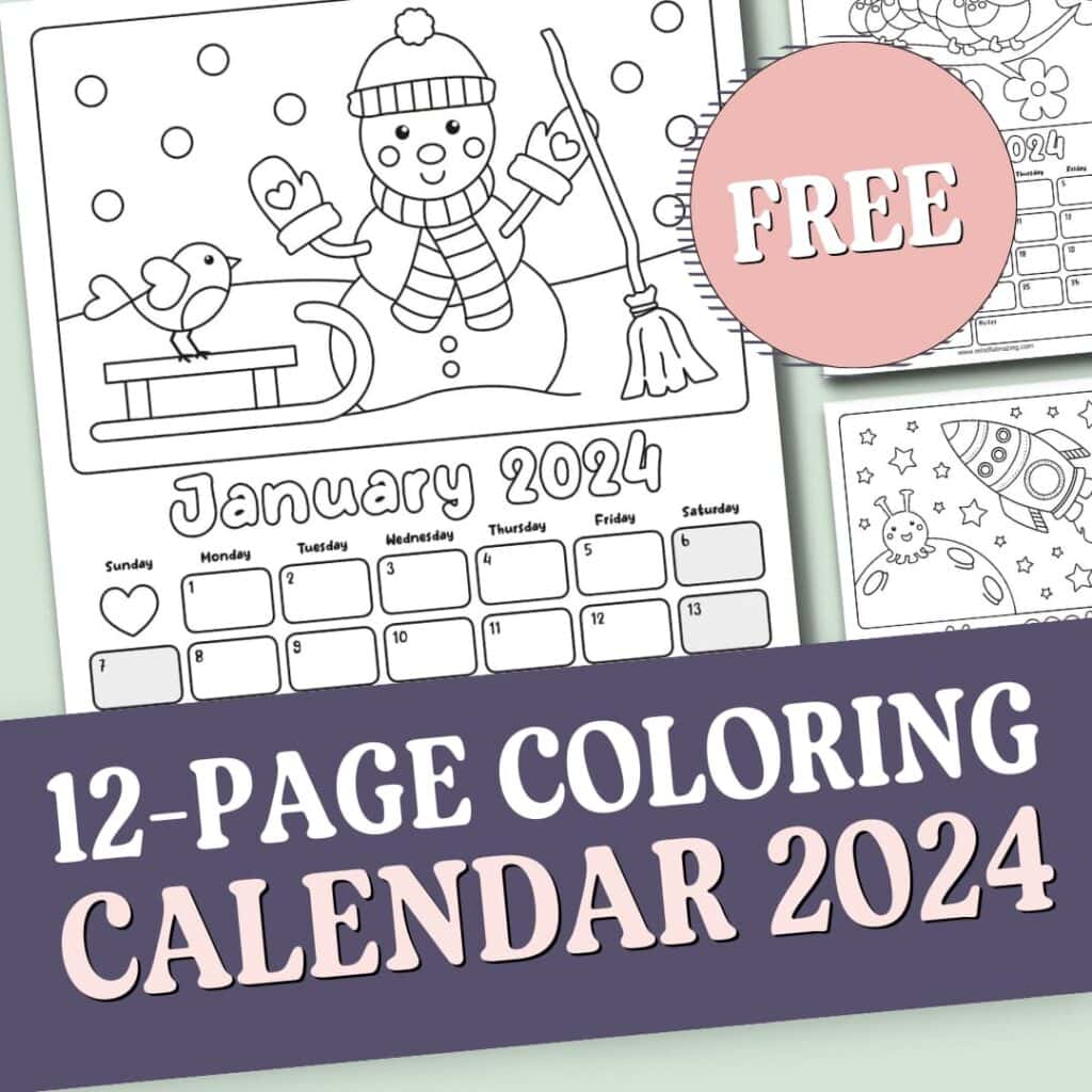 Free printable coloring calendar for kids in â