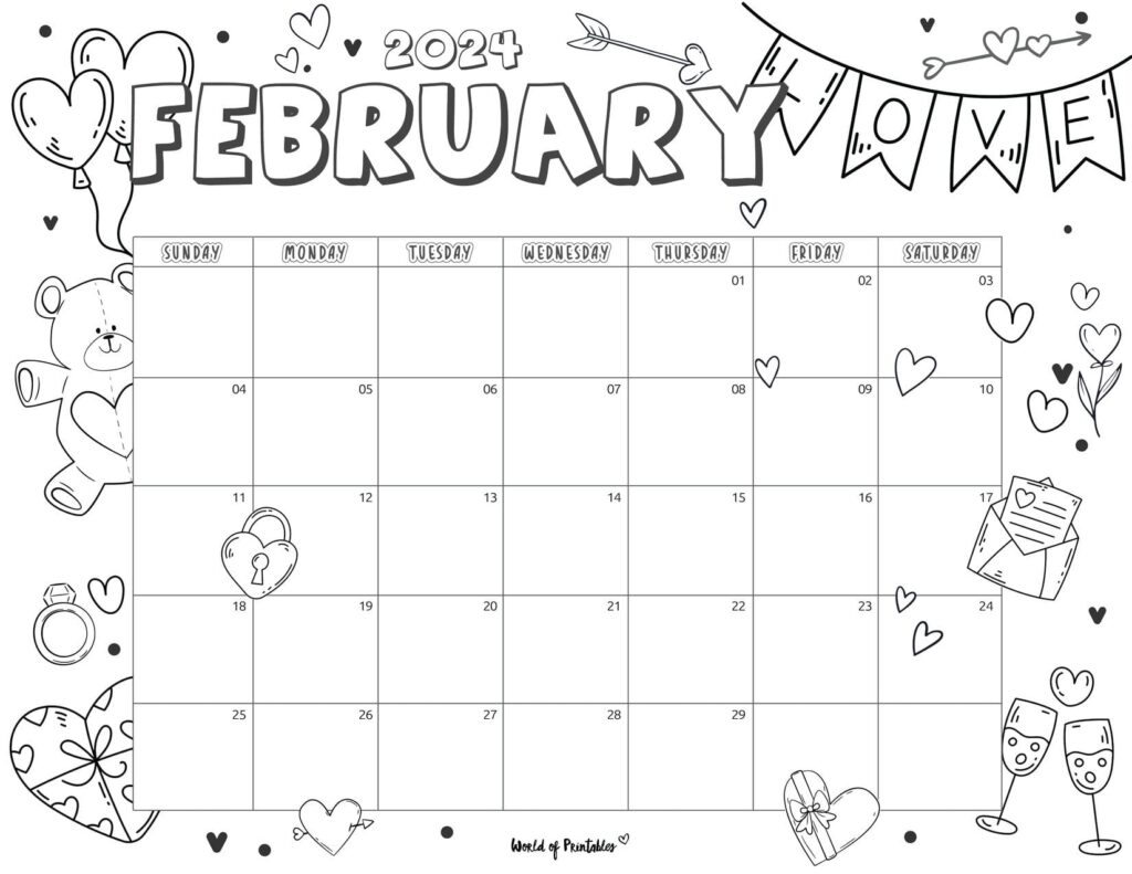 Free printable february calendars