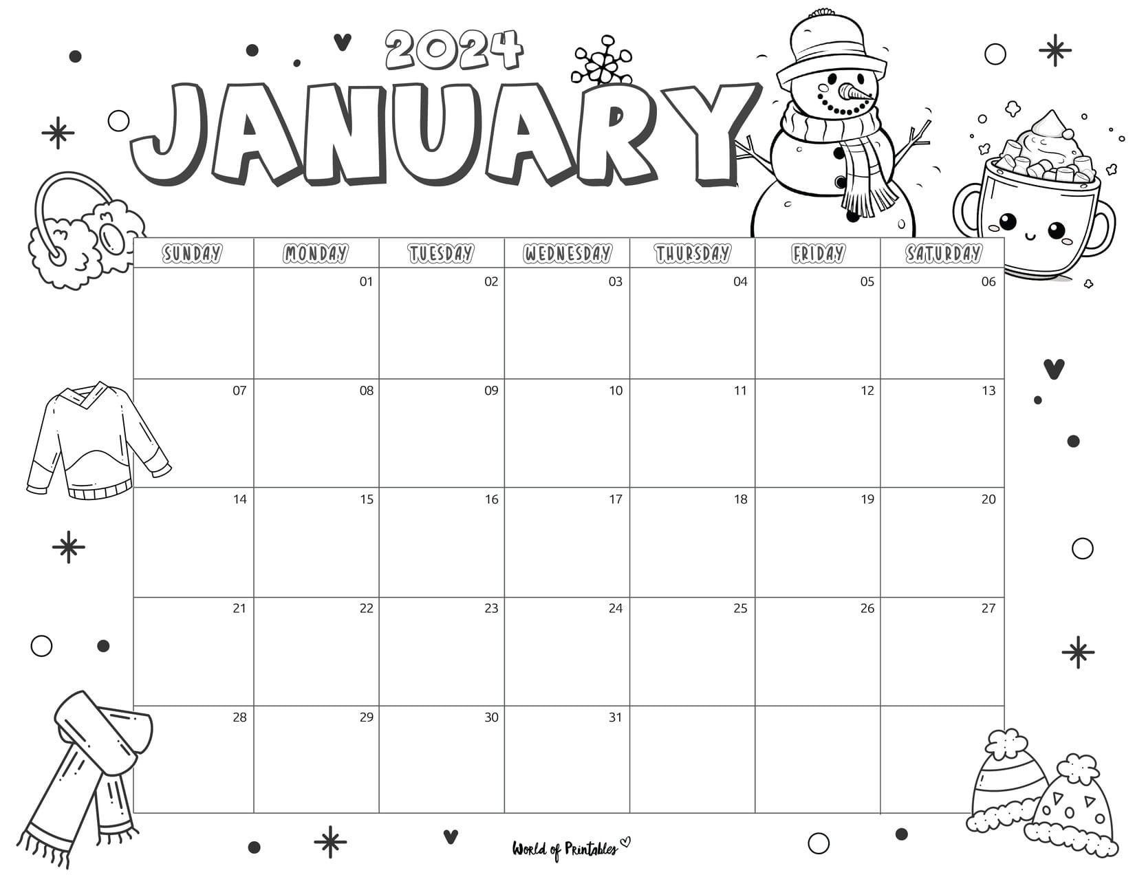 Coloring calendar