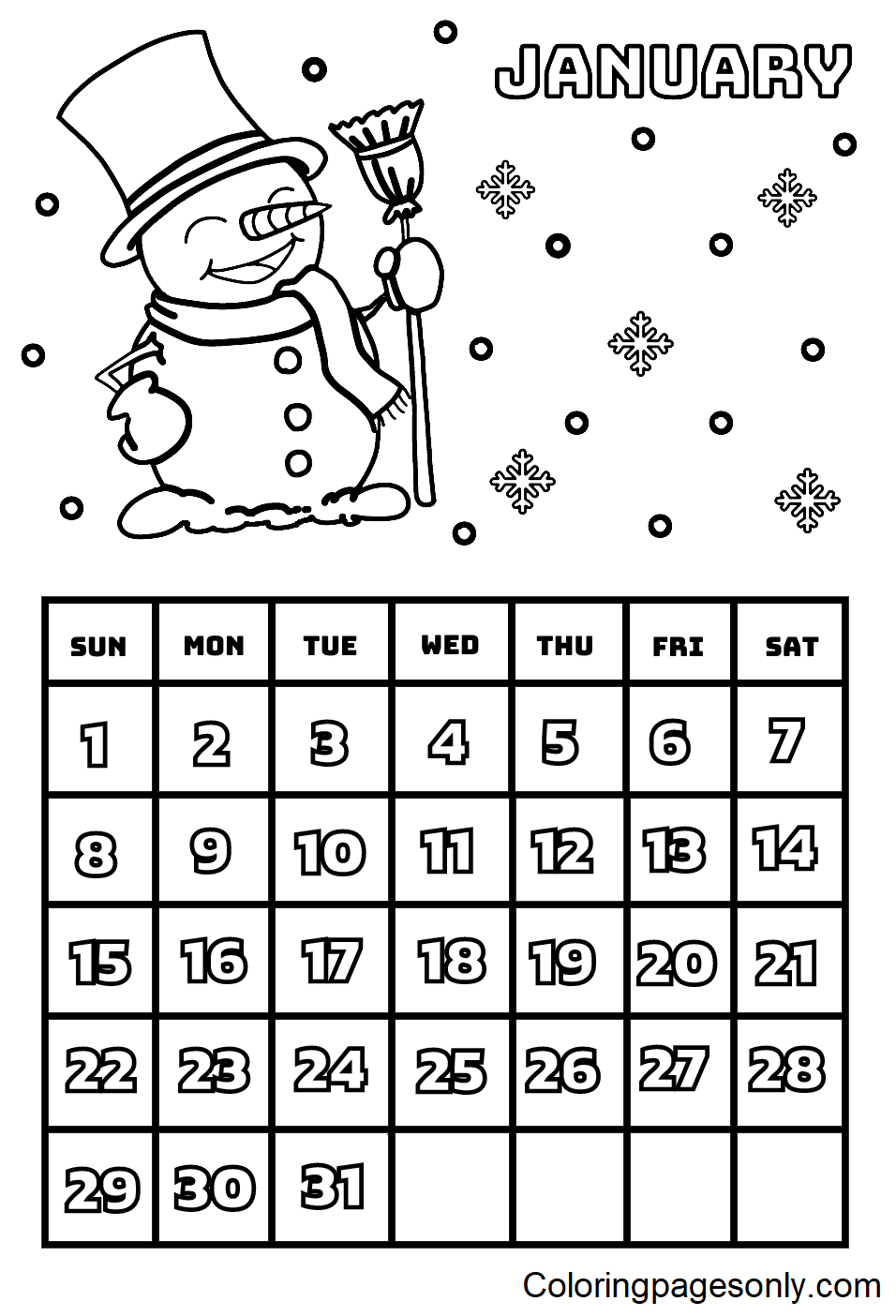 Calendar coloring pages printable for free download