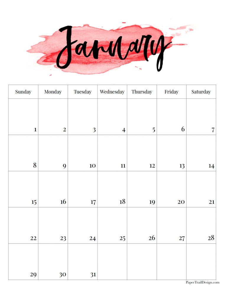 Print this watercolor january calendar for free and add to your planner calendar printables printable calendar pages printable calendar