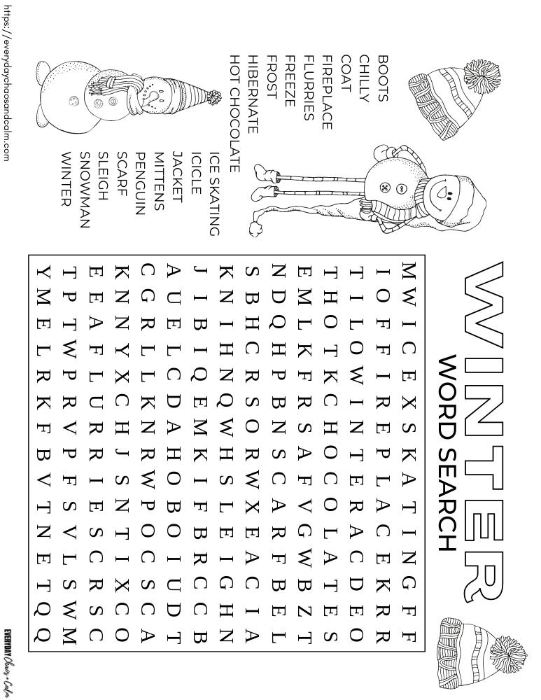 Free printable winter word searches for kids