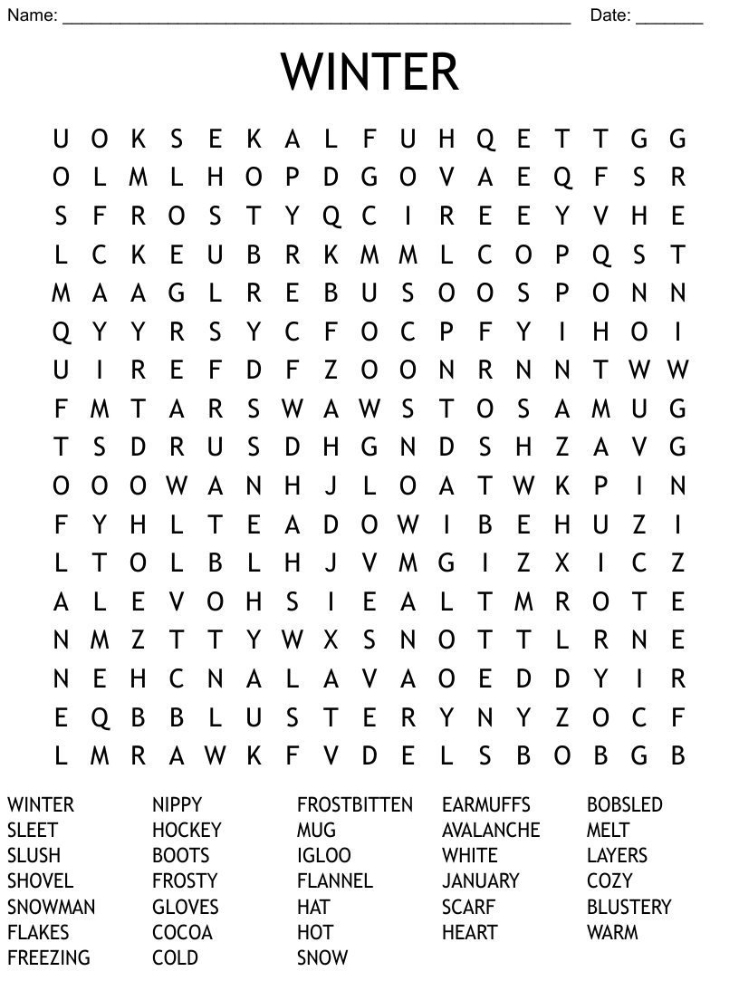 Winter word search