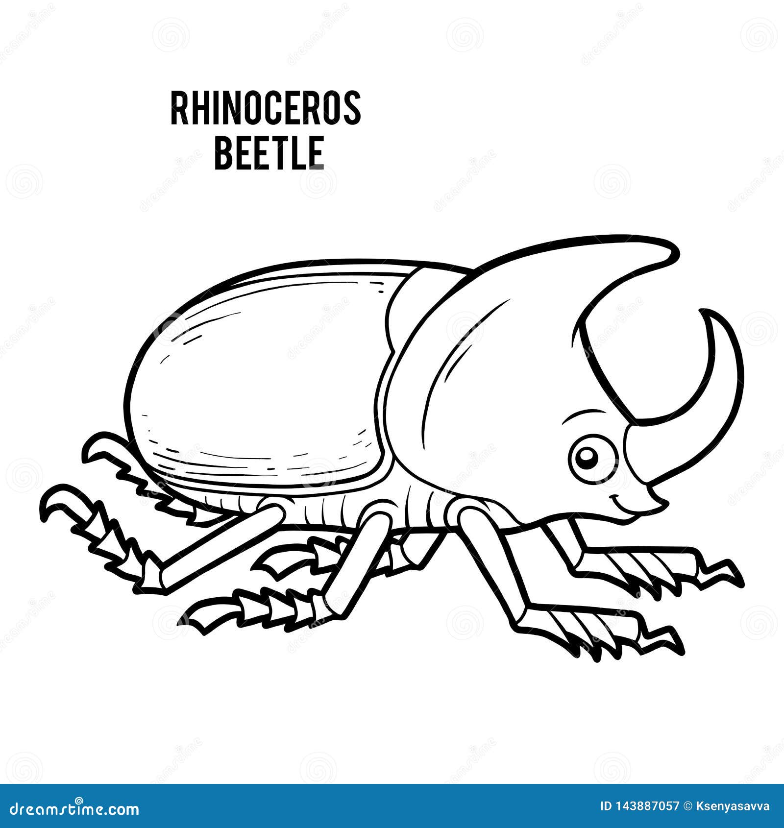 Coloring book rhinoceros beetle stock vector