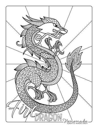 Free dragon coloring pages for kids adults