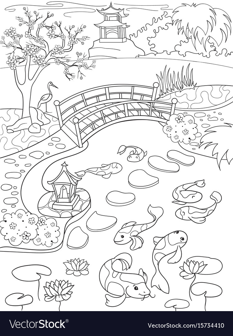 Nature of japan coloring book for children cartoon