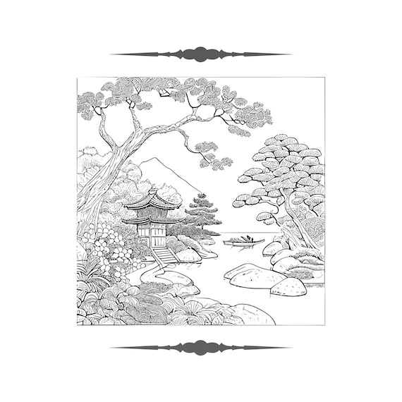 Japanese gardens printable coloring pages by