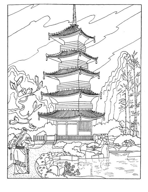 Places of the world coloring pages paisaje japon dibujos japoneses libros para pintar