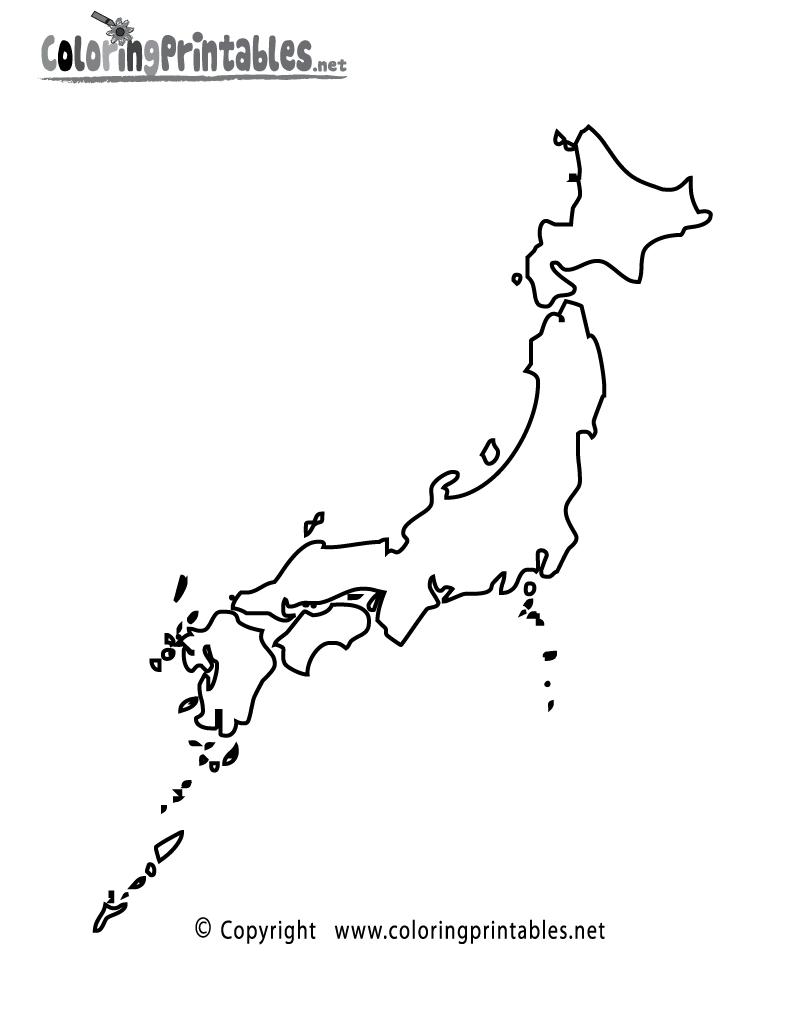 Japan map coloring page