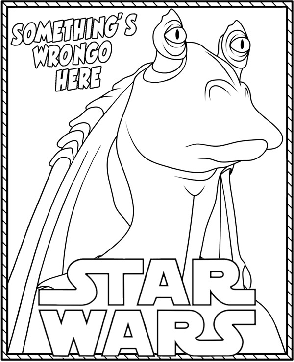 Print star wars coloring page with jar jar