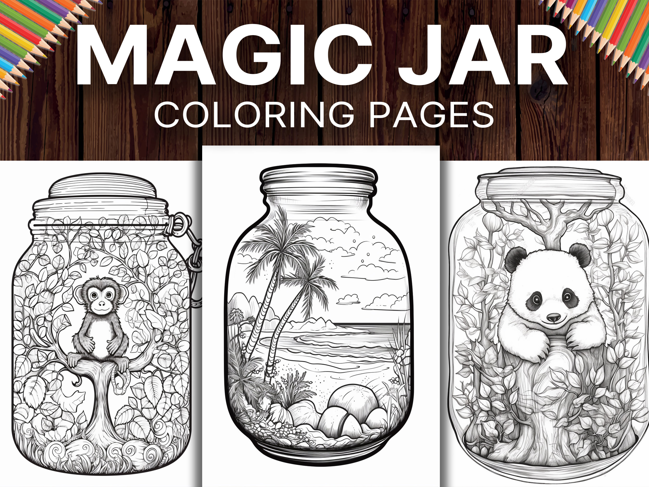 Magic jar coloring pages for adults printable coloring pages for adults to enjoy hours of relaxation and mindfulness instant download