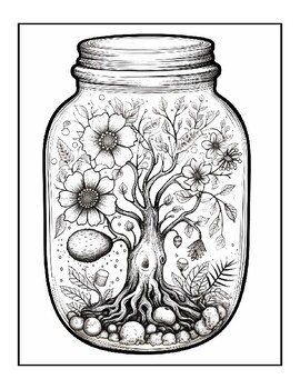 Life inside jar coloring pages for adults by art coloring book tpt