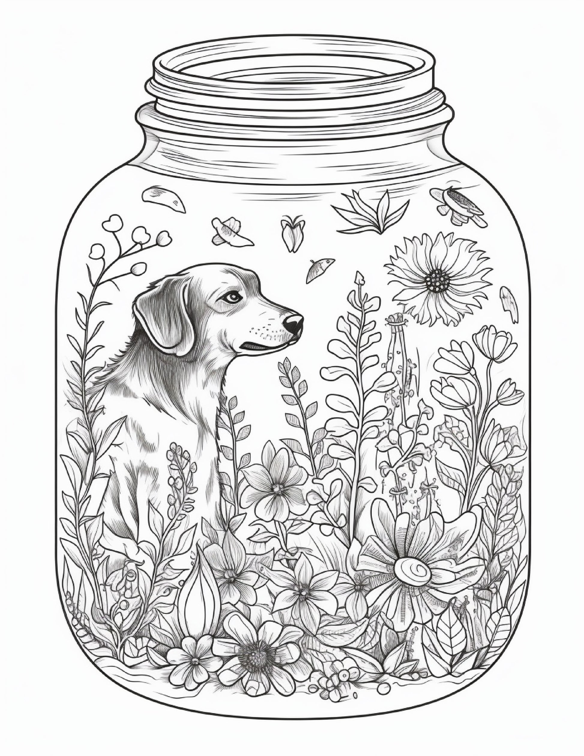 Life inside jar printable coloring pages for adults grayscale colo â coloring