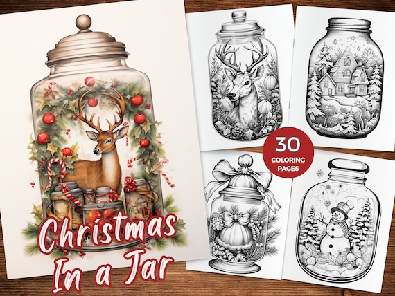 Christmas in a jar coloring pages winter wonders in a jar coloring sheets christmas printable coloring pages jolly jars grayscale coloring