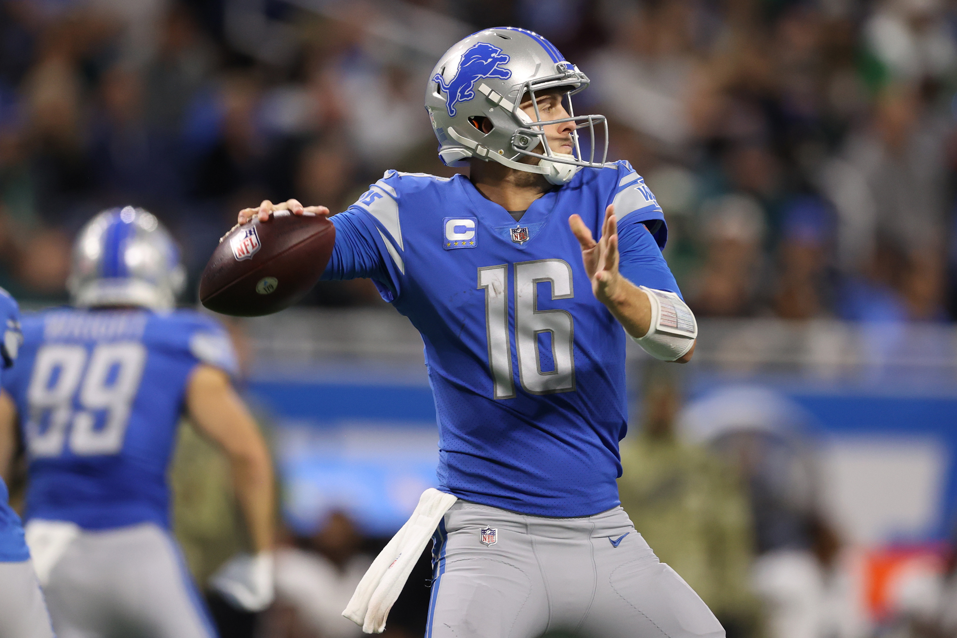 Download wallpapers Jared Goff, Detroit Lions, NFL, American football, blue  stone background, grunge art, National Football League for desktop with  resolution 2880x1800. High Quality HD pictures wallpapers