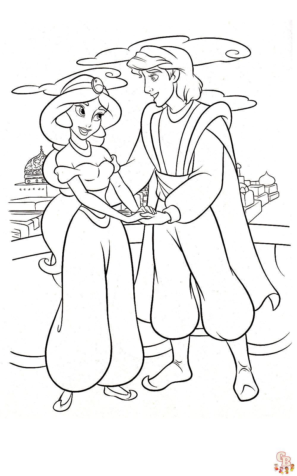 Get the best jasmine and aladdin coloring pages on