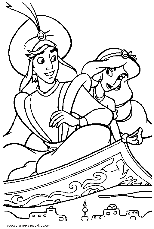 Aladin and jasmin coloring page