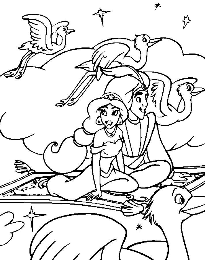Colouring page aladdin an jasmine from wwwmydisneyrtoonscom rtoon coloring pages bird coloring pages coloring books