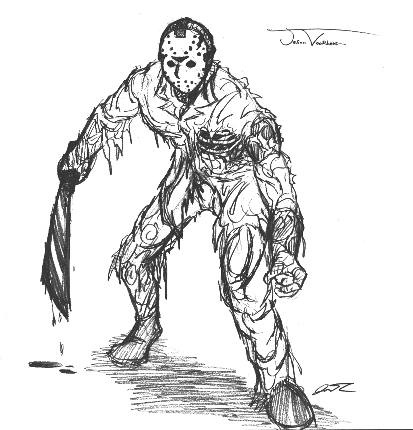 Jason voorhees sketch by sickdeathfiend on