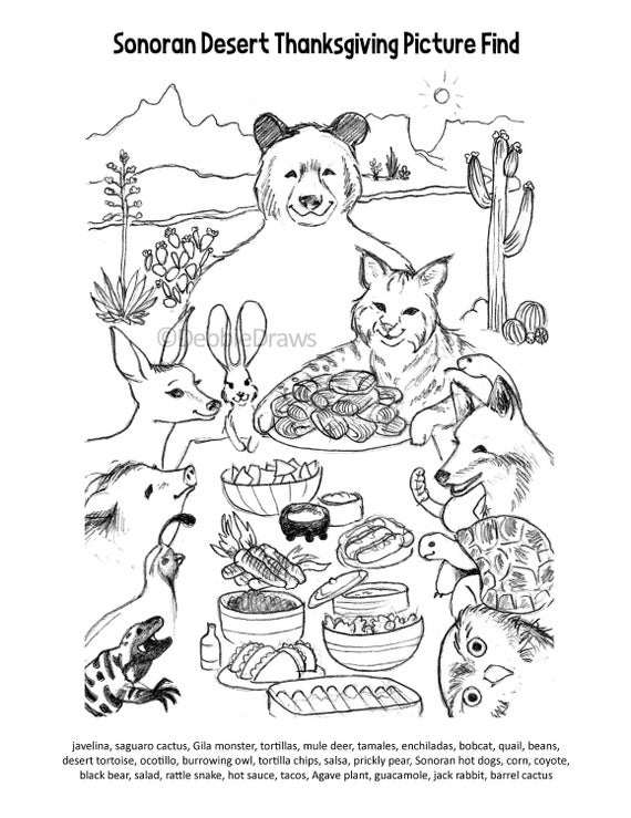 Sonoran desert thanksgiving coloring pages inspired by