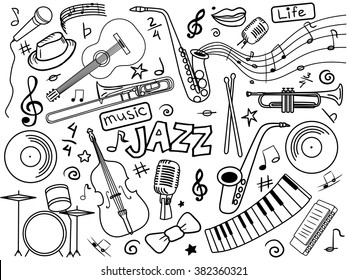 Jazz design colorless set vector illustration stock vector royalty free