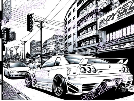 Jdm cars coloring book digital download coloring book japans domestic market nostalgic jdm printable coloring pages