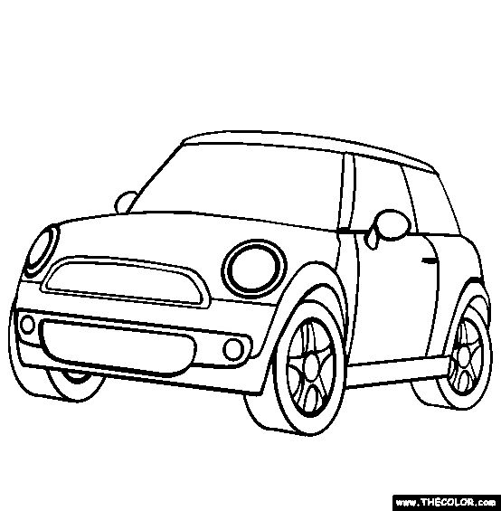 Colorful mini cooper coloring page