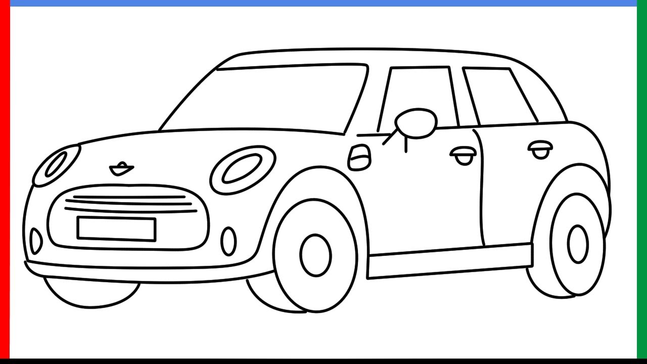 How to draw ini cooper sports car step by step for beginners