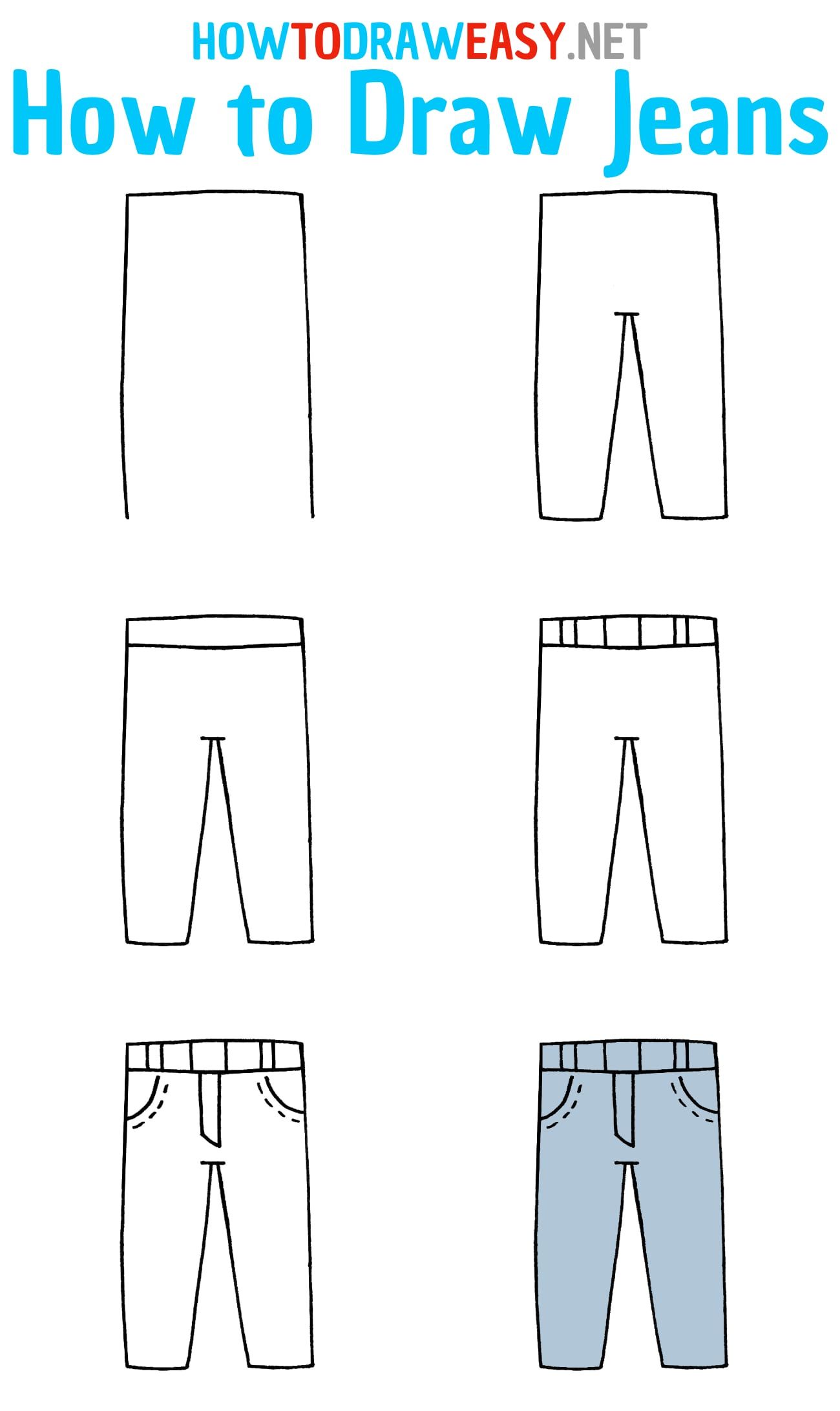 How to draw jeans step by step jeans drawing drawing lessons for kids cute easy drawings