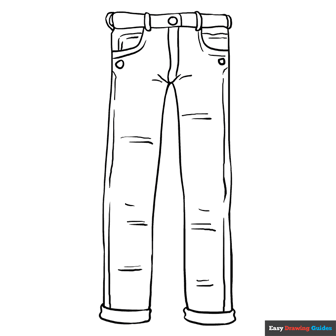 Jeans coloring page easy drawing guides