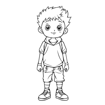 Boy standing in jeans coloring page outline sketch drawing vector wing drawing ring drawing color drawing png and vector with transparent background for free download