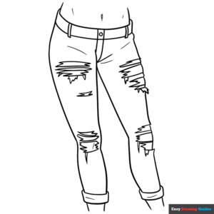 Anime ripped jeans coloring page easy drawing guides