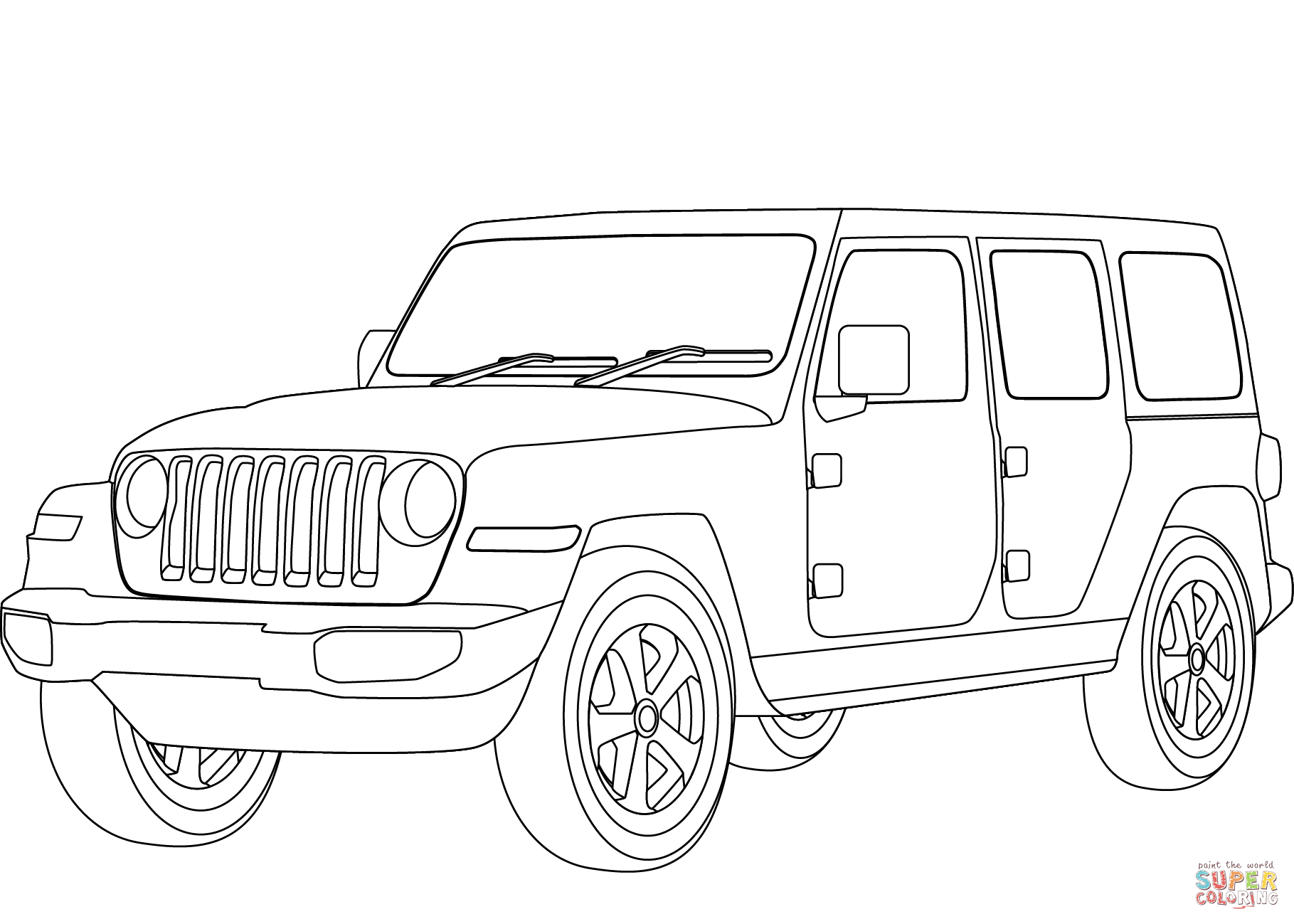 Jeep wrangler coloring page free printable coloring pages