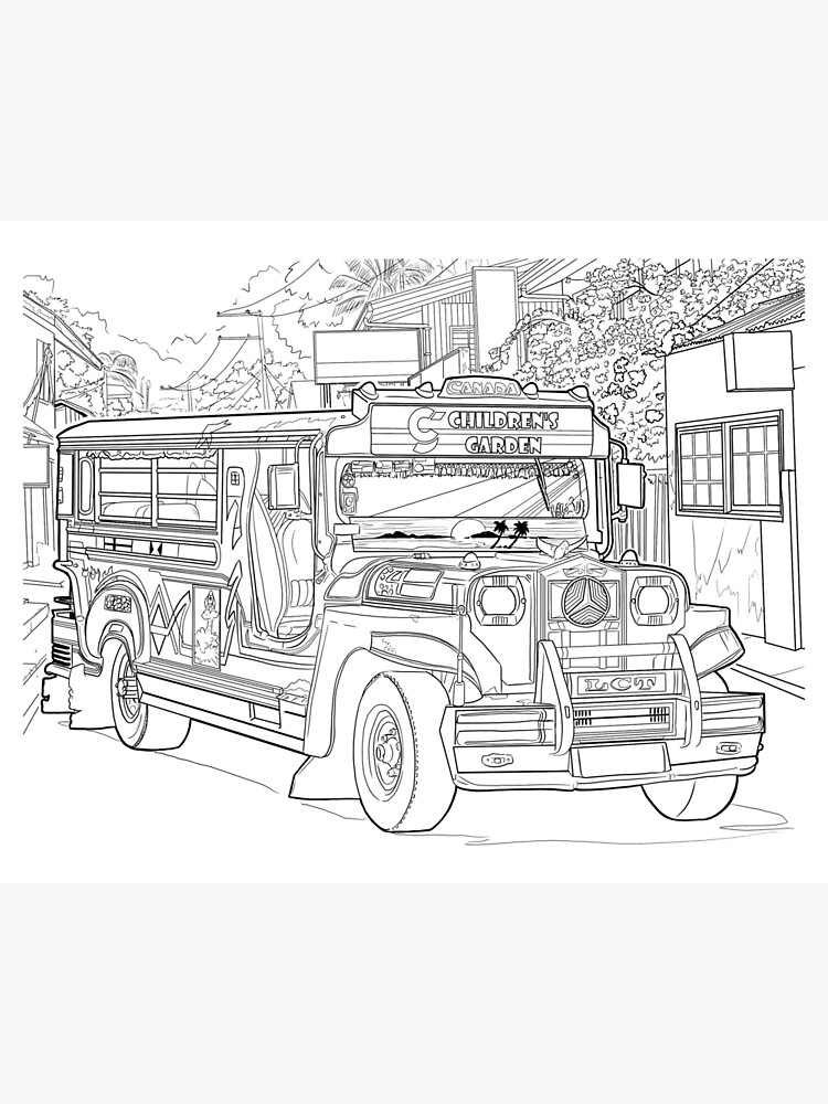 Jeepney line drawing canvas print for sale by brentmorris