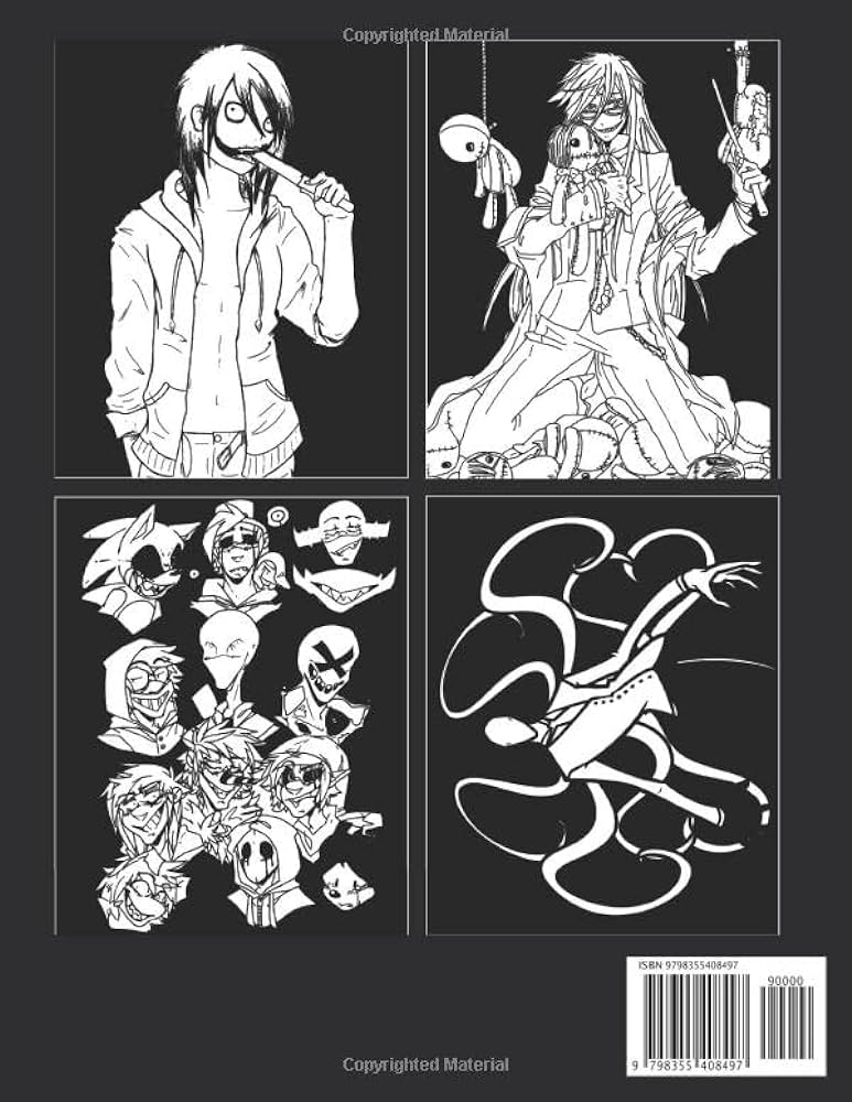 Midnight creepypasta characters coloring book creepy characters coloring pages on black background with incredible illustrations encourage creativity for adults and horror lovers joy rainbow books