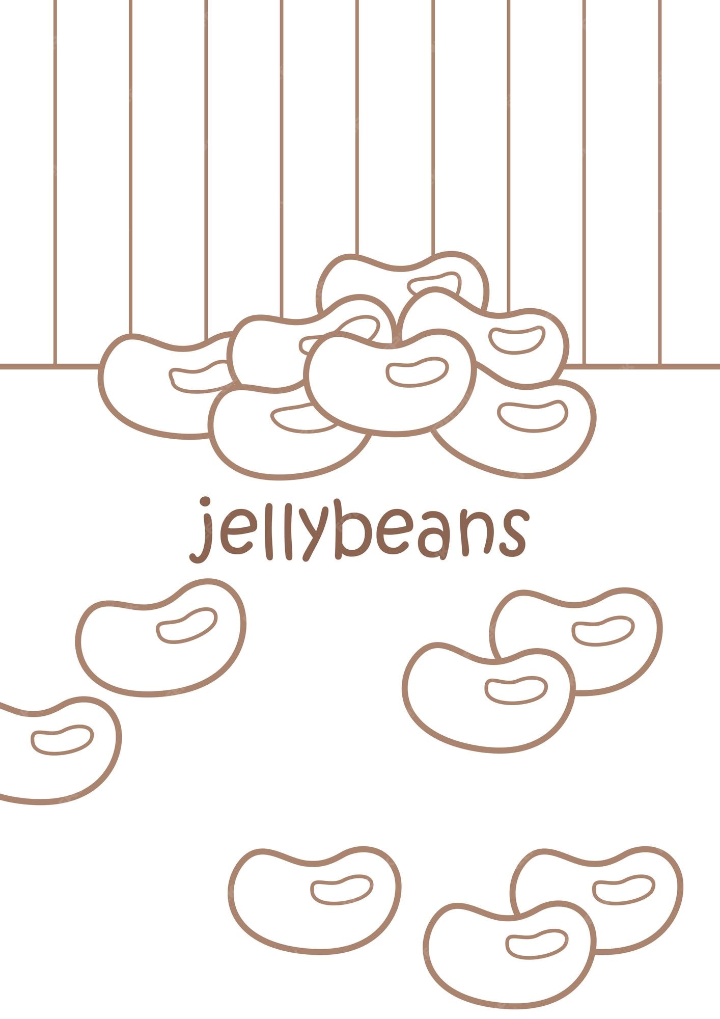 Premium vector alphabet j for jellybeans vocabulary coloring pages for kids and adult