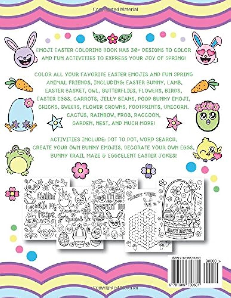 Emoji easter coloring book of easter egg coloring cute animals easter emojis funny bunny jokes easter bunny coloring activity book easter basket stuffer for boys girls teens adults