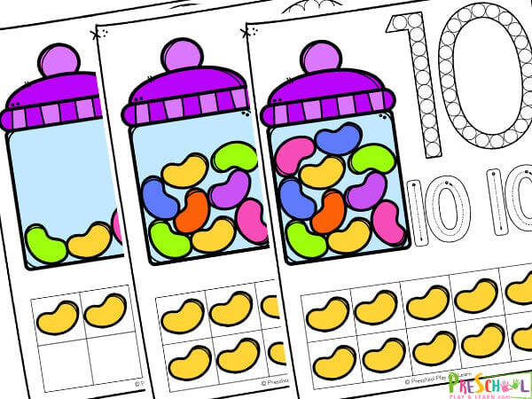 Free jelly bean printable counting mats