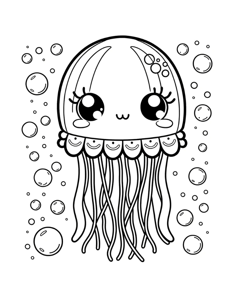 Free cute jellyfish coloring pages for kids