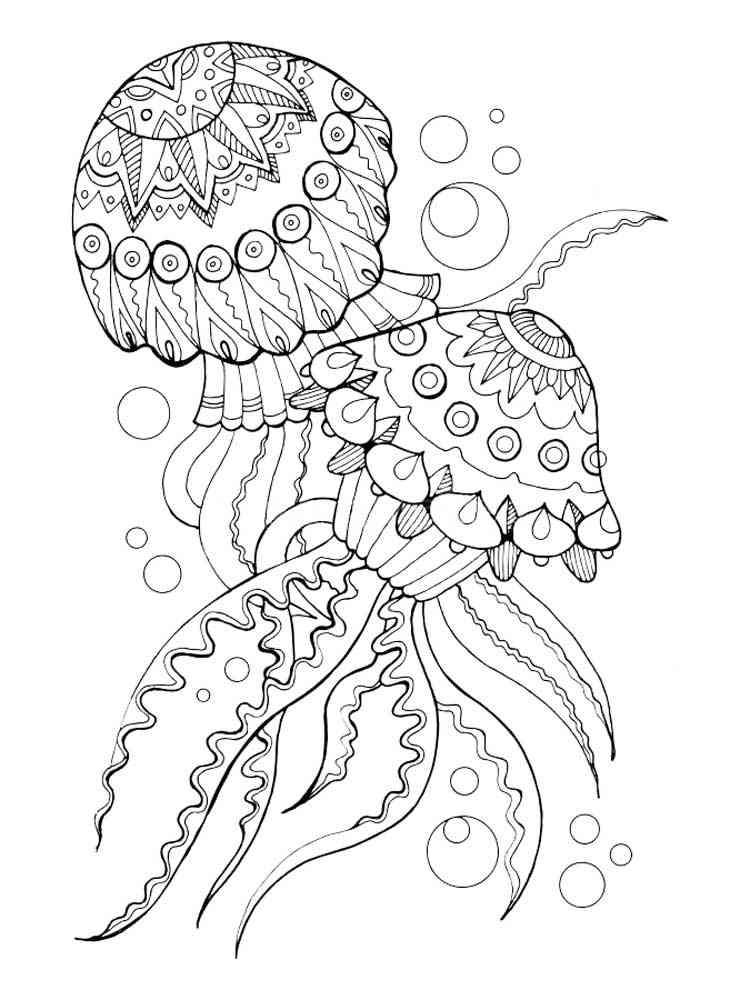 Jellyfish coloring pages for adults